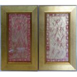 A pair of abstract oils in gilt frames, 29 x 14cm