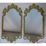 A pair of French gilt metal mirrors, 96 x 48cm