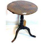 A late 18th/early 19th century oak and elm tilt top table, H.69 D.54cm