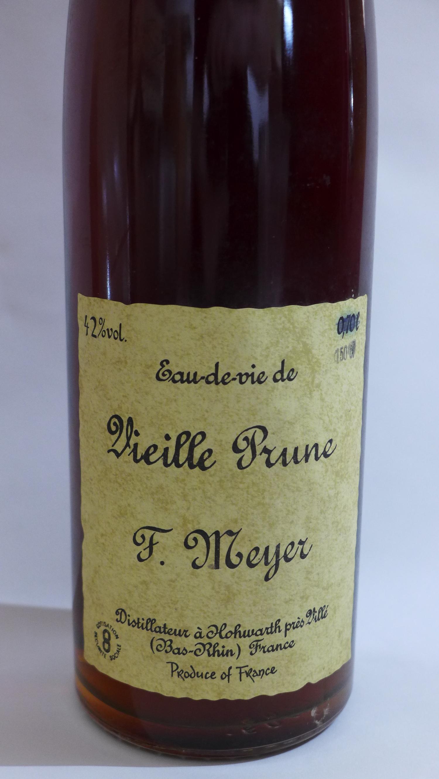 Eau de vie Vieille Prune F. Meyer, 42% proof brandy, 150cl - Image 2 of 2