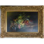 A 20th century still life of fruit oil on panel, signed, set in ornate gilt frame, 59 x 89cm