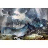 Ralph Richard Angus Brent b.1903, 'thunder storm', watercolour, gallery label to verso, 36 x 52cm