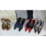 Four pairs of ladies vintage shoes, to include Barbara Bui, Lesilla, Prada, and Stephane Kelian (4)