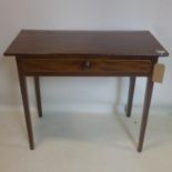 A George III mahogany side table, with single drawer, raised on square tapered legs, H.77 W.92 D.