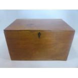 A 19th century fruitwood box, with brass handles, H.29 W.48 D.31cm