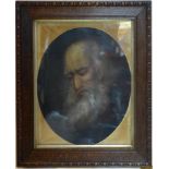 19th century pastel portrait of an elderly man, feigned to oval, in oak frame, 47 x 40cm