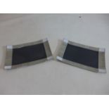 2 boxed Legle Limoges porcelain rectangular dishes in shades of black, grey and white with