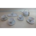 Hering Berlin porcelain tea-set: porcelain oval platter L: 35cm, large teapot 19 x 27cm, milk jug