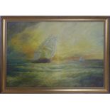 A 20th century maritime scene, oil on board, signed R. Marshall, 54 x 74cm