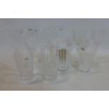 A collection of Mario Cioni, Italian hand-blown glassware to include: 4 large engraved wine