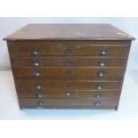 A 20th century plan chest, with six drawers, stamped to base, H.86 W.118 D.88cm