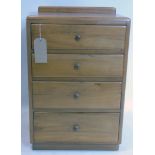An early 20th century satin walnut chest of four drawers, H.79 W.50 D.40cm