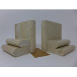 A pair of Art Deco style marble bookends, H.13 W.15 D.9cm