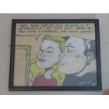After Roy Lichtenstein, 'Why Brad darling, this painting is a Masterpiece', watercolour, framed
