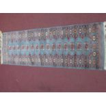 A 20th century blue ground bokhara, 187 x 63cm