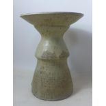 A 1970's studio pottery tazza, monogrammed and dated '77 to base, H.37cm