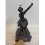 After Paolo Troubetzkoy, bronze statue of a cowboy on horse back, signed and dated 1933, H.38 W.28