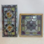Two antique leaded stained glass panels