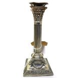 A late Victorian filled silver Corinthian column candlestick, by Martin, Hall & Co. (Richard