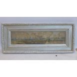 Late 19th century school, Rural Landscape, watercolour, in silve/gilt painted frame, 15 x 62cm