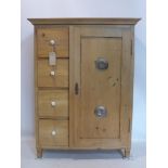 A 20th century pine larder cabinet, H.135 W.103 D.47cm