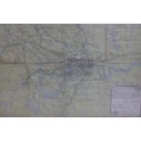 An early 20th century London undeground map, framed and glazed, 45 x 59cm