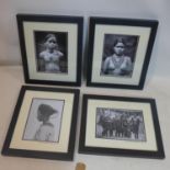 A set of four early 20th century monochromatic photographic prints of Vietnamese tribal portraits,