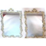 A pair of French cream painted mirrors with crackled effect, 100 x 61cm