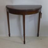 An Edwardian mahogany demi lume card table, H.75 W.76 D.38cm