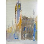 A 20th century watercolour of Gdansk cathedral, signed, 58 x 42cm
