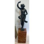 An early 20th century spelter figure on marble base, H.33cm