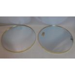 Two contemporary round gilt wall mirrors, Diameter 90cm (2)