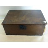 An 18th century oak bible box, H.26 W.67 D.48cm