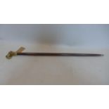 A mahogany walking stick with brass telescope for a handle, L.92cm
