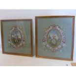 A pair of framed and glazed tapestries, 48 x 42cm