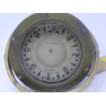 An early 20th century brass compass in gimbal by Campbell & Hall, Glasgow, H.10 D.17cm