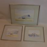 Late 20th century British school, a set of three watercolours of Lyme Regis, each signed 'Long'