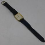 A Rolex gentleman's stainless steel wristwatch, quartz movement, on associated black leather
