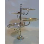 A silver plated five tier cake stand, H.56cm