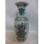 A 19th century large Chinese porcelain vase hand-enamelled in the famille rose palette, H: 58cm