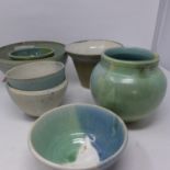A collection of studio pottery vases and bowls by Jane Manuel (8)