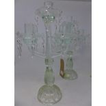 A pair of glass candelabras