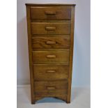 An early 20th century oak pedestal chest of 6 drawers, H.121 W.52 D.40cm