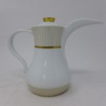 A Bernardaud, French porcelain and hand-gilded coffee pot with lid, H: 15cm
