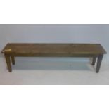 A pine window seat/bench, H.48 W.182 D.38cm