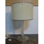 A vintage, chromed table lamp having a cut-glass stem with shade, H: 40cm (without shade), base dia: