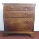 A 19th century mahogany chest of two short over three long drawers, on bracket feet, H.106 W.97 D.