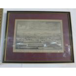 A framed and glazed antique monochrome print of London entitled 'Taken from an eminence near