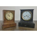 A Camerer Cuss & Co. walnut mantle clock, the painted dial with Roman numerals, signed to dial,
