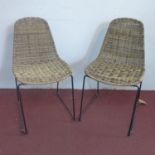 Two Habitat rattan dining chairs, metal supports (2)